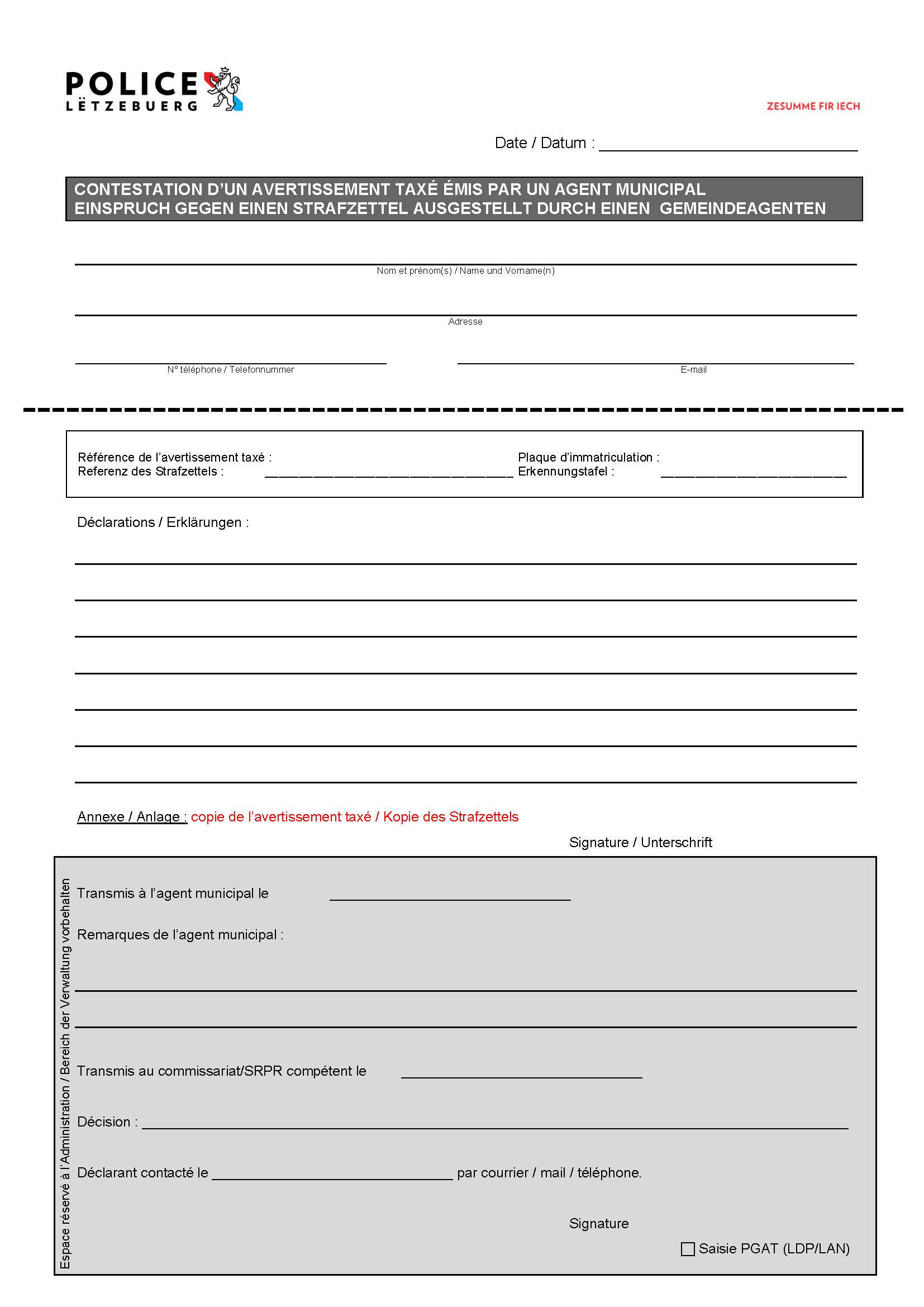 Appeal against a traffic ticket