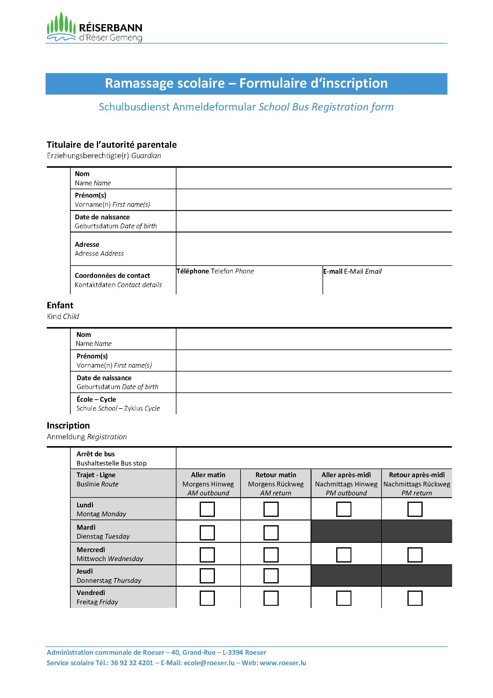 School transport registration 2025/2026