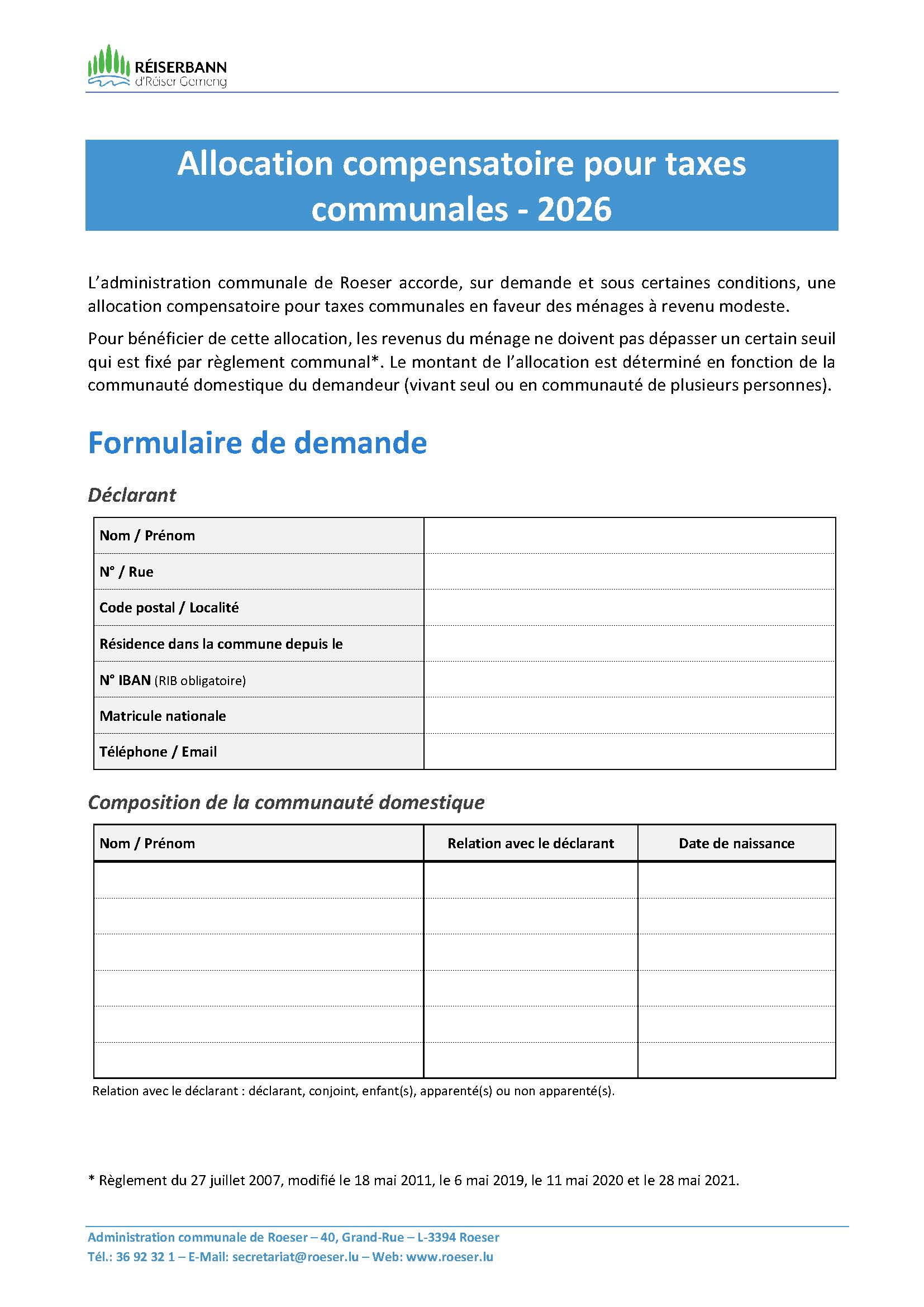 Compensation Allowance for Local Taxes 2026